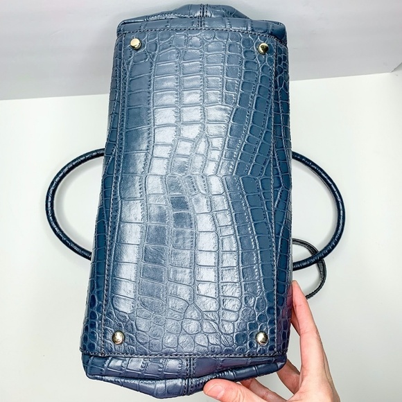 Kate Spade Slate Blue Crocodile Reptile Satchel Handbag with Strap with Dust Bag - Picture 8 of 9